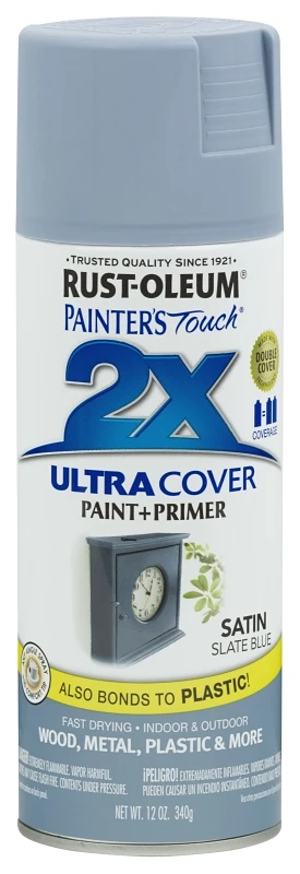 Painter's Touch 2X Spray Paint, Satin Slate Blue, 12 oz.