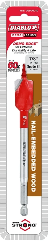 Demo Demon 7/8 In. X 6 In. High Carbon Steel Spade Bit Hex Shank 1 Pk