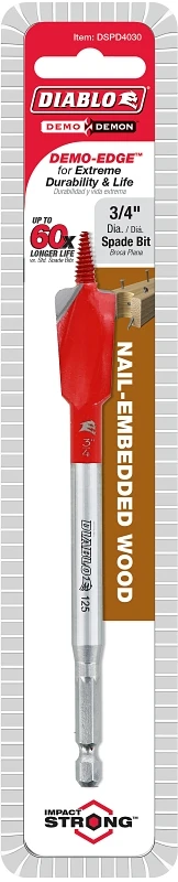 Demo Demon 3/4 In. X 6 In. High Carbon Steel Spade Bit Hex Shank 1 Pk