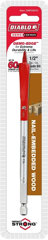 Demo Demon 1/2 In. X 6 In. High Carbon Steel Spade Bit Hex Shank 1 Pk