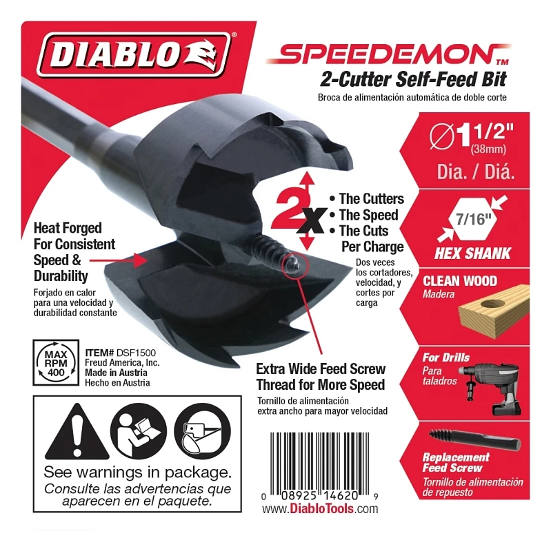 Self-Feed Drill Bit, 1-1/2-In.