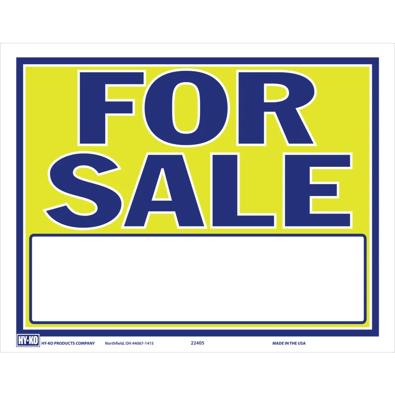 9 X 13 In. Neon For Sale Sign, Blue Text On Yellow Background, Model 22405