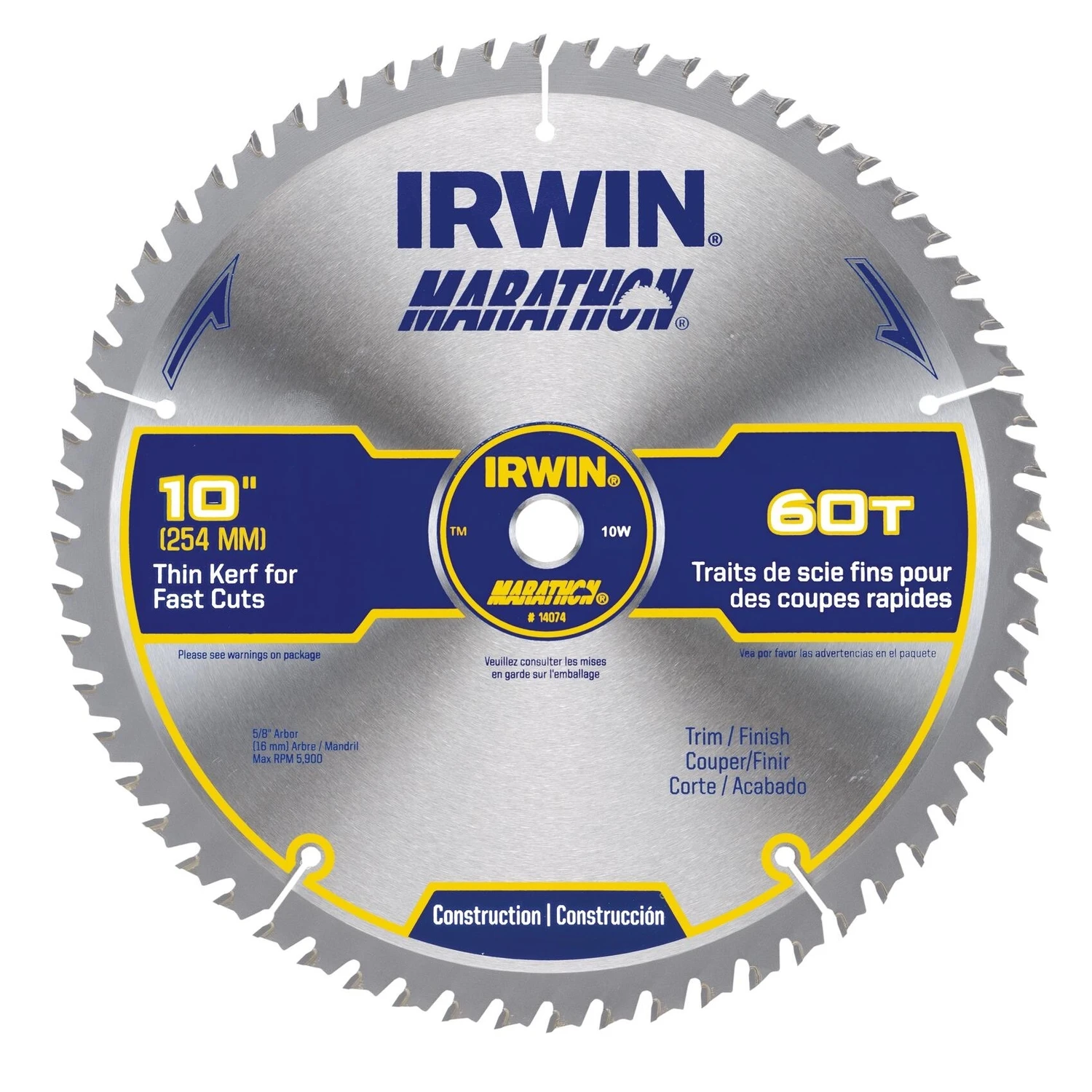 Marathon Circular Saw Blade, Carbide-Tipped, 60-Tooth x 10 In.