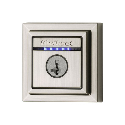 Kevo 2nd Gen Contemporary Square Satin Nickel Bluetooth Smart Lock Deadbolt