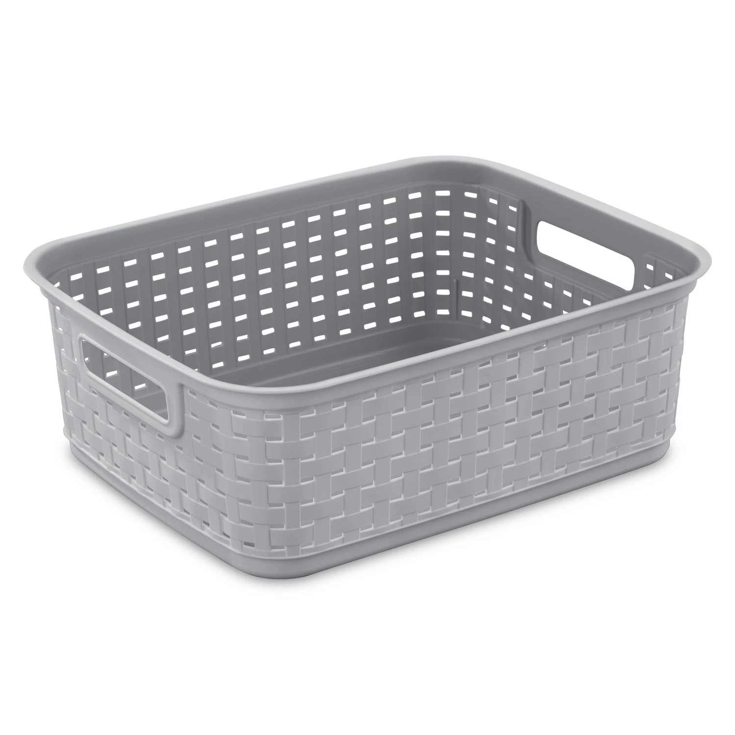 Sterilite 12726A06 Short Weave Basket, 1.3 cu-ft Capacity, Plastic, Cement, Rectangle