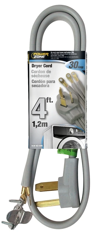 10/3 Srdt Dryer Cord, 4 Feet, Gray, Model Ord100304