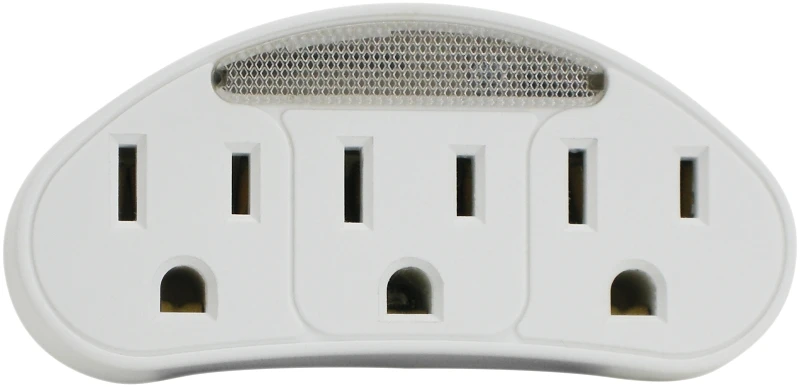 Power Zone Oradl101 3-outlet Tap With Nightlight, 15a, 125v, White
