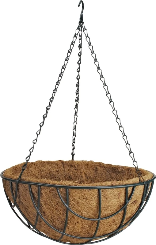 Mintcraft Gb-4337-3l 14-inch Hanging Planter With Coconut Liner, Matte Black, 10 Pk