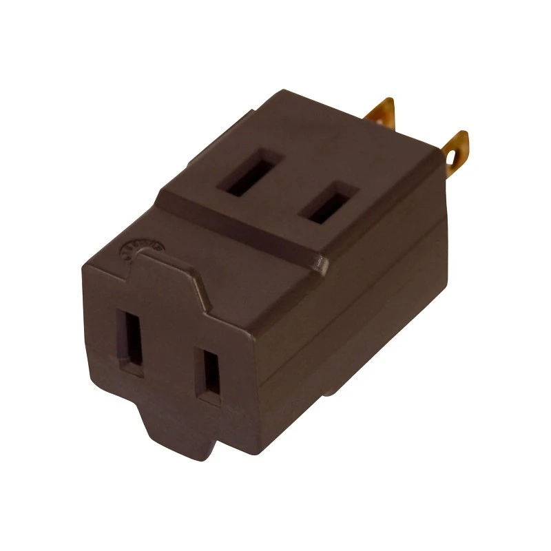 4400b-box Brown 3-outlet Non-grounding Cube Tap, 15a, 10 Pk