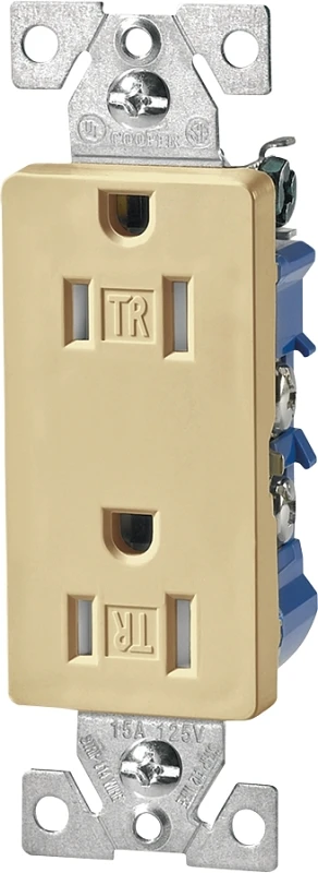 Tr1107v Tamper Resistant Duplex Receptacle, 15 Amp, 125 Volt, Ivory