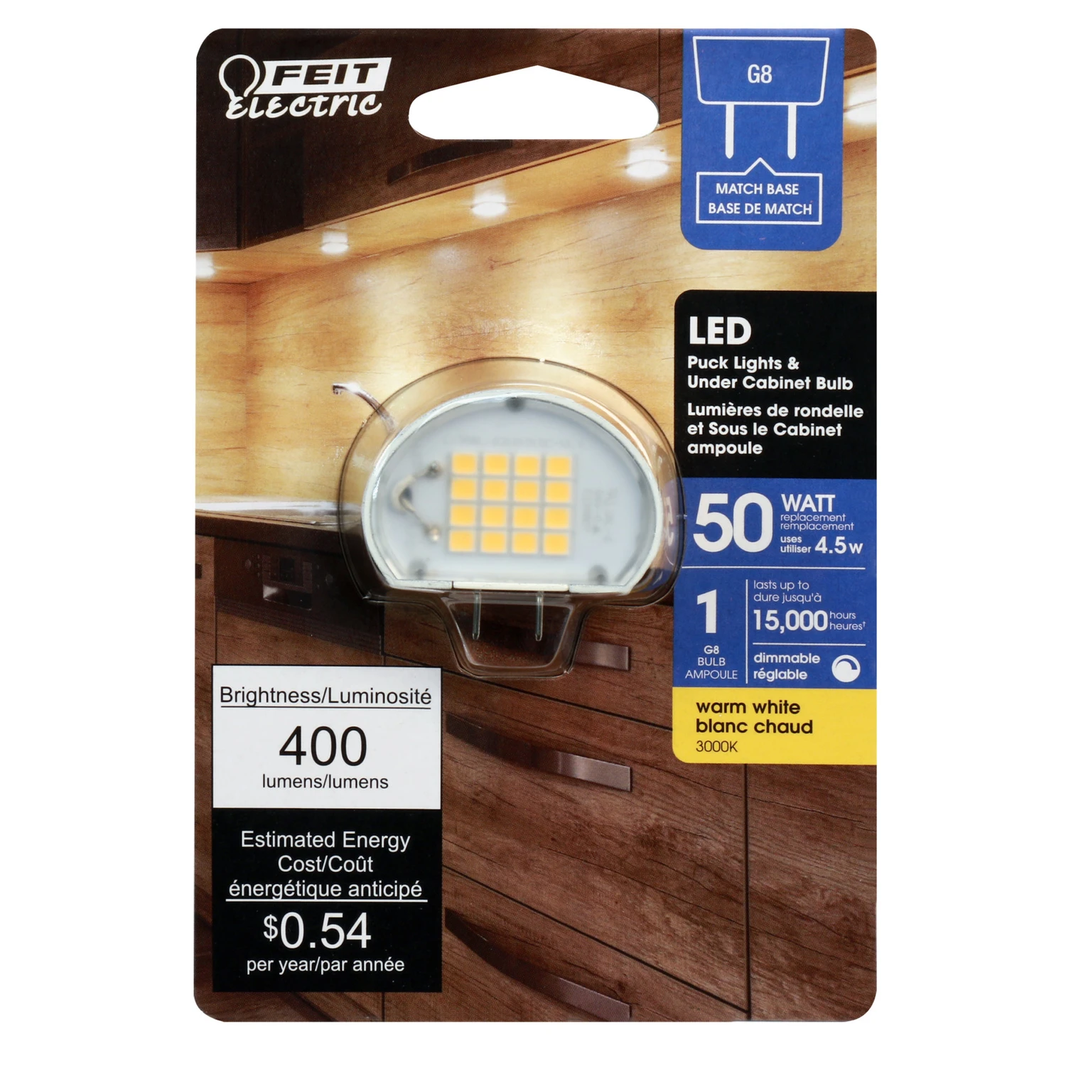 G8 Led Bulb Warm White 50w Equivalent 4.5w 400 Lumens 1 Pk