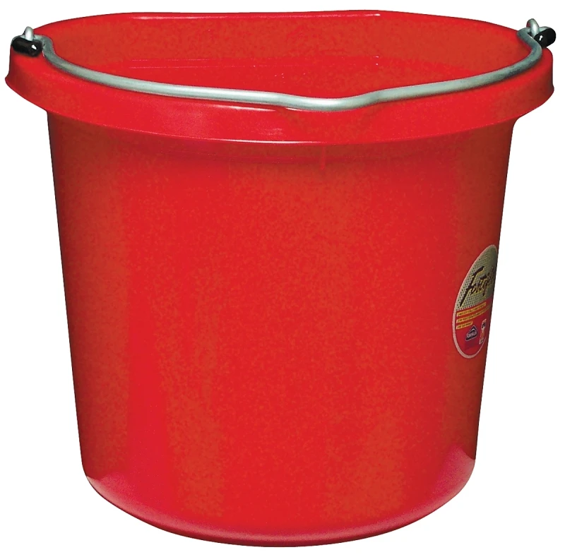 Fortiflex Fb-120r Flat Back Bucket, 20 Quart Volume, Red Rubber/polyethylene
