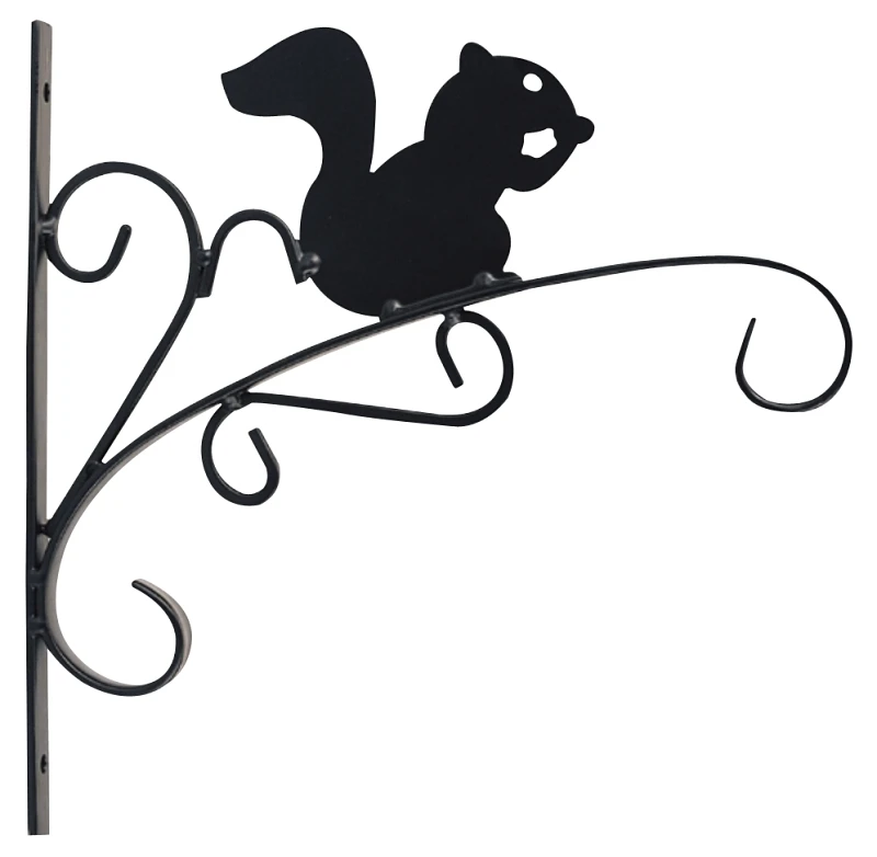 540-0742 Squirrel Hanging Plant Bracket, 11 In L, Matte Black Steel