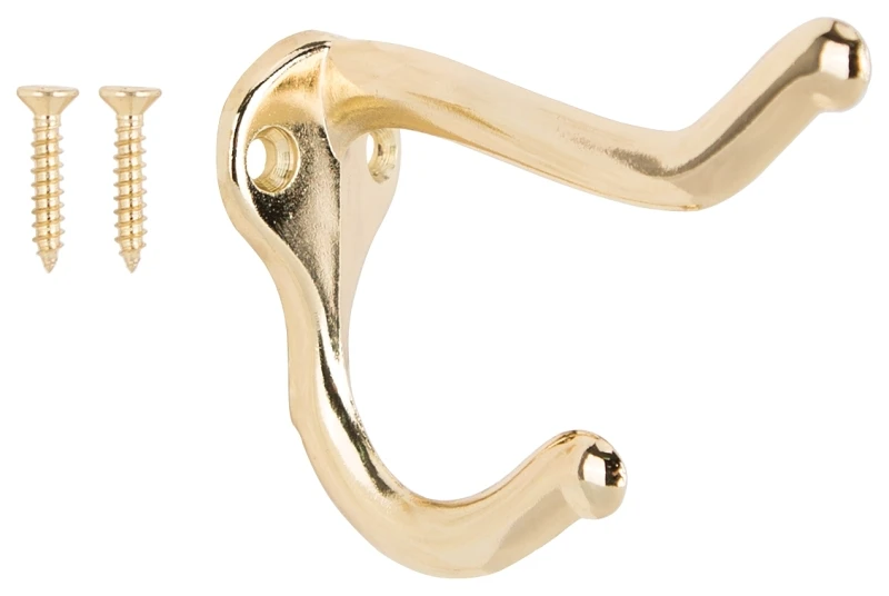 H62-b070 Wall Mounted Bright Brass Coat And Hat Hook