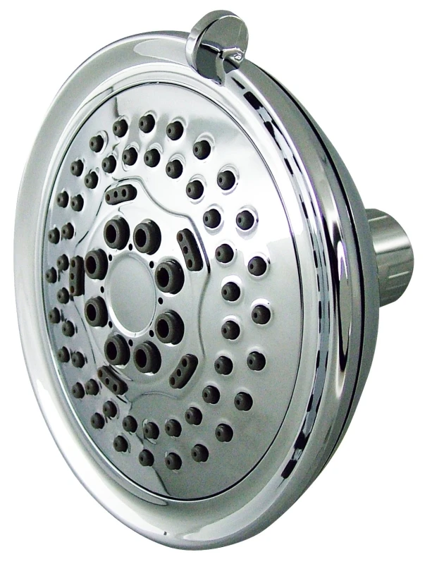 Fixed Mount Plastic Shower Head With 5 Spray Functions, Chrome Finish