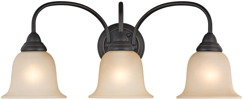 Light Bath Wall Fixture, 3 Light, Amber & Oil Rubbed Bronze