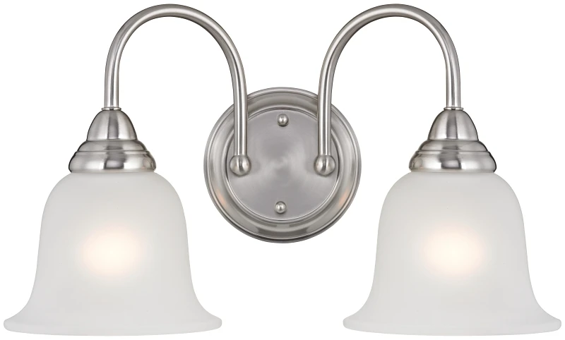2-light Vanity Light Fixture, Alabaster Glass, Brushed Nickel Finish