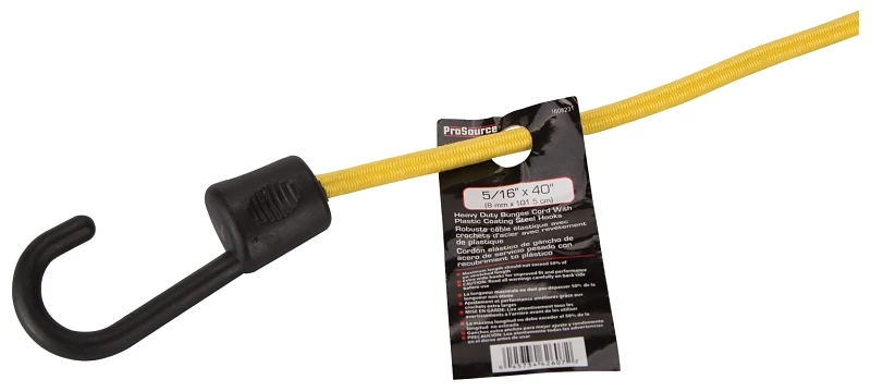 Fh64084 Heavy Duty Bungee Cord, 8 Mm Dia, 40 In L, Yellow, Pack Of 12