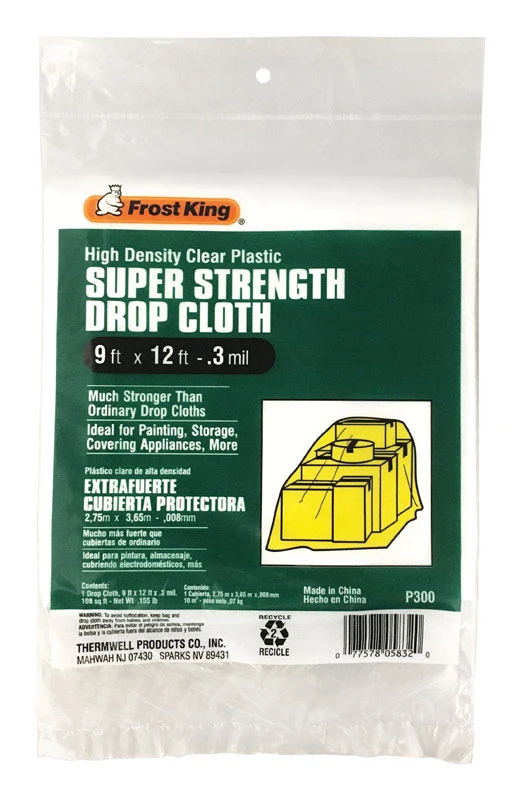 P300 9 Ft. W X 12 Ft. L X 0.3 Mil Clear Plastic Drop Cloth 1 Pk