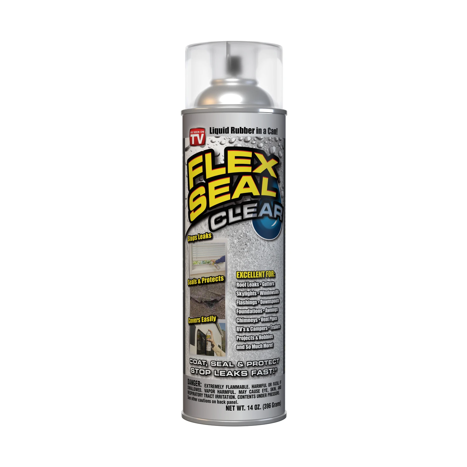 Clear Rubber Spray Sealant 14 Oz, Indoor/outdoor Use, Uv Resistant