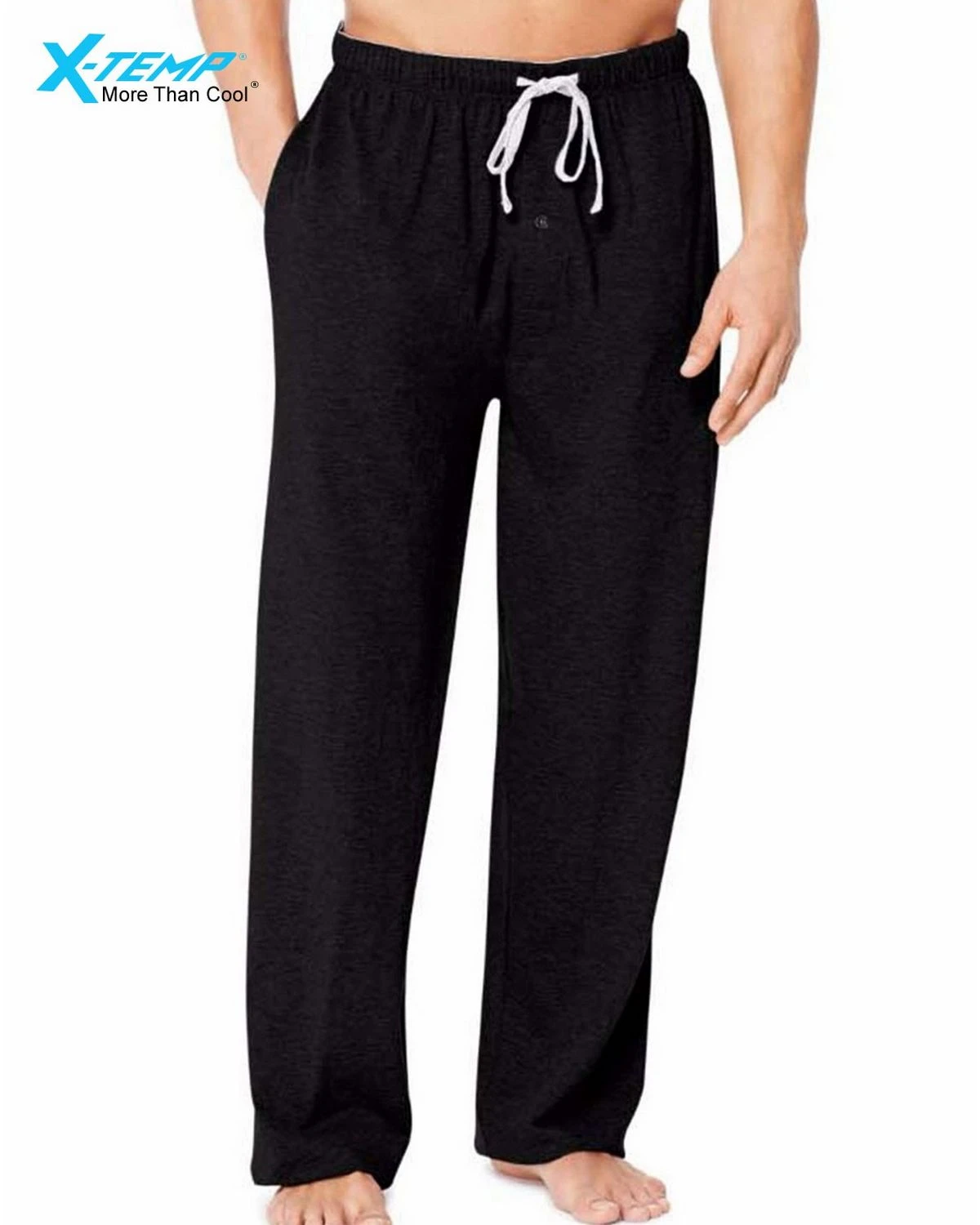 X-temp Men's Jersey Pants With Comfortsoft Waistband, Black, Size Small
