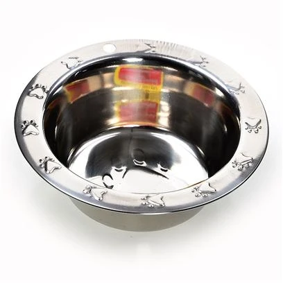 Pet Stainless Steel Embossed Wide Rim Dish, 2 Quart - Model 6242
