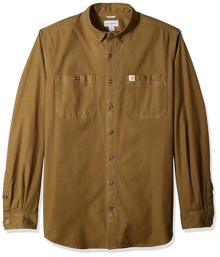 Men's Rugged Flex Rigby Long Sleeve Work Shirt - Large Regular - Military Olive