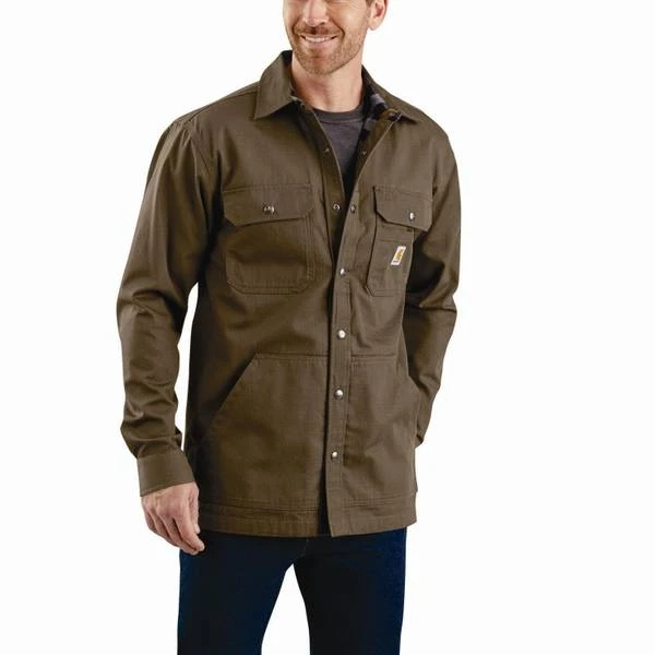 Men's Ripstop Solid Flannel-lined Shirt Jacket - Medium Regular - Canyon Brown