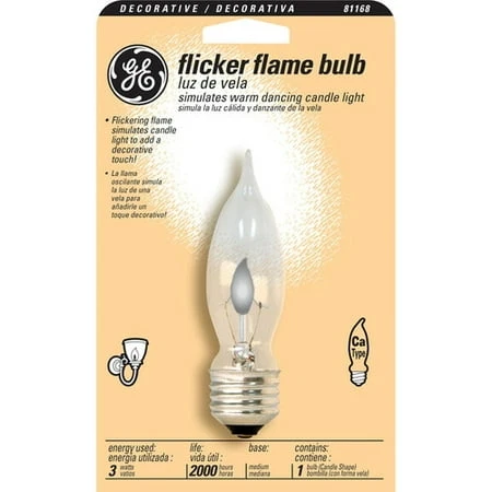 3-watt Incandescent Flicker Flame Light Bulb Ca10 Bent Tip Crystal Clear