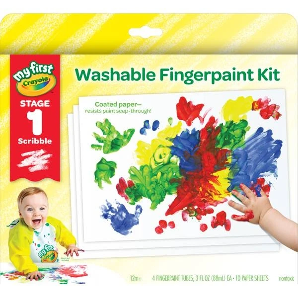 Crayola My First Fingerpaint Kit, Washable Paint Set, 14 Pieces