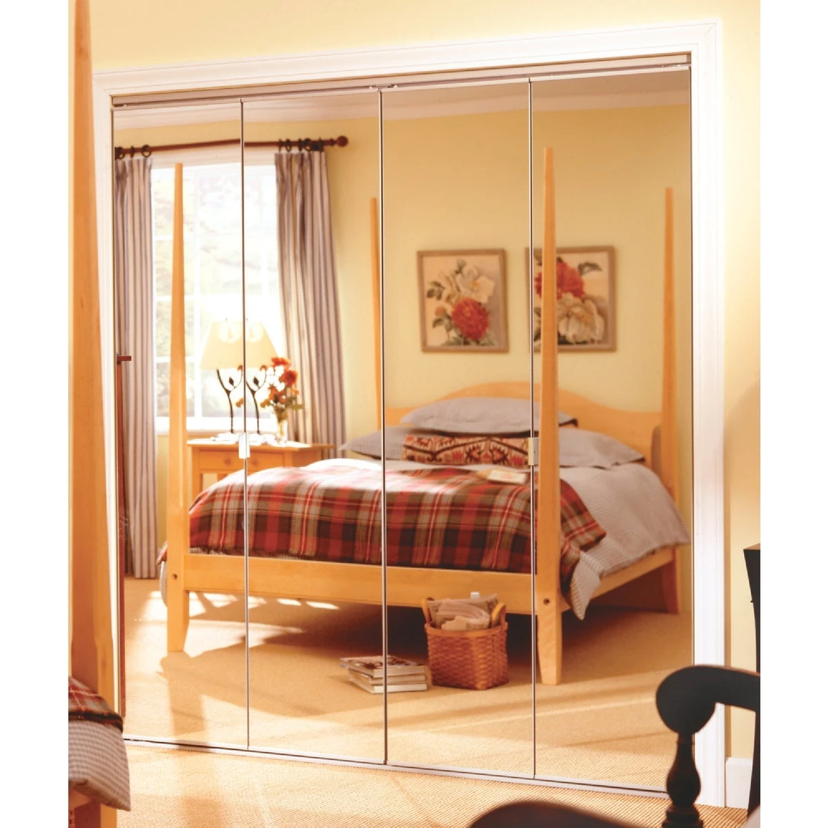 Series 4900 Steel Frameless Mirrored Bifold Door 30" X 80"