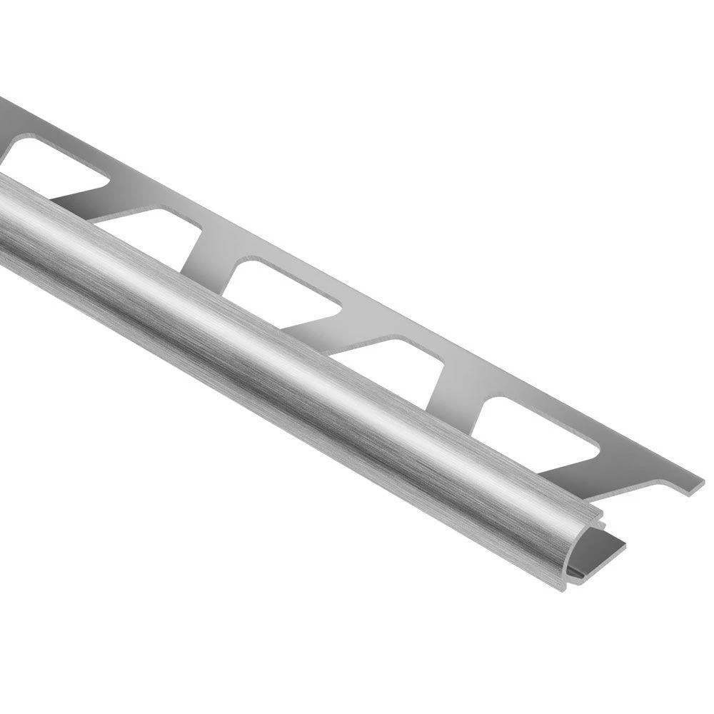 Rondec Brushed Chrome Anodized Aluminum 3/8 In. X 8 Ft. Bullnose Tile Trim