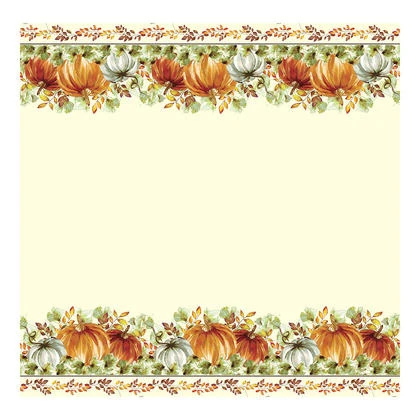 Thanksgiving Watercolor Pumpkins Plastic Tablecloth, 54" X 84" - 1 Piece