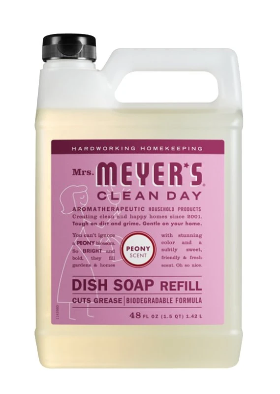 Clean Day Peony Scent Liquid Dish Soap Refill 48 Oz, Antibacterial, Biodegradable