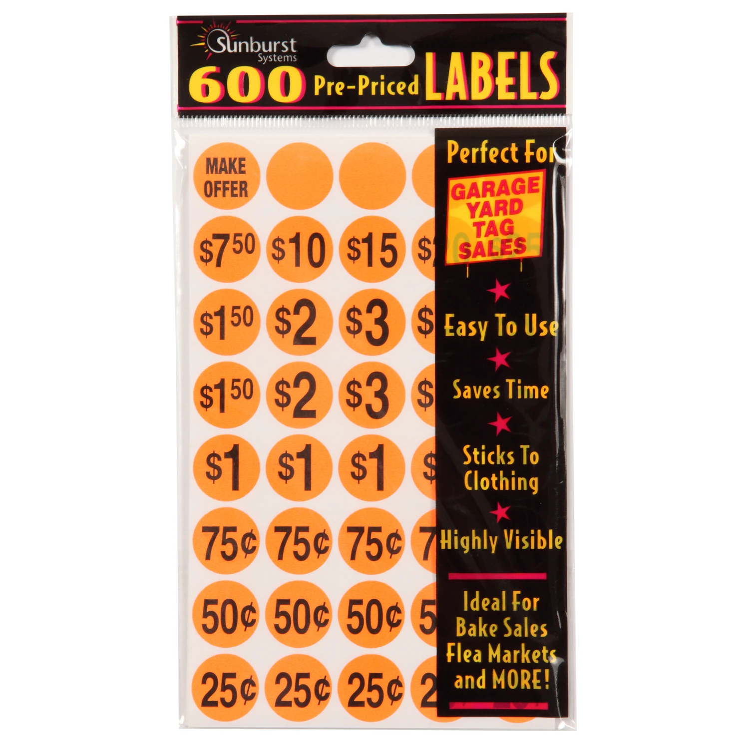 8 In. H X 5 In. W Pre-priced Orange Price Labels - 600 Count