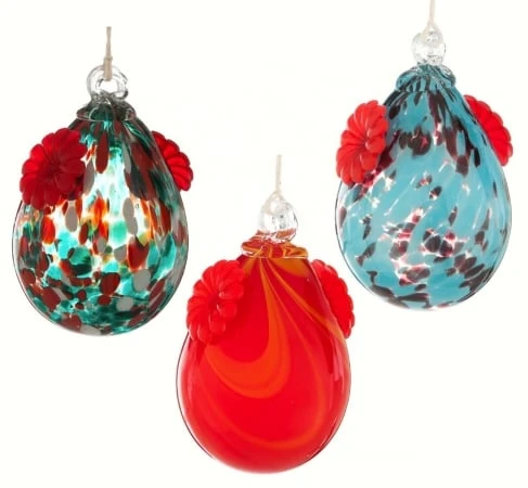 Eg2hf110 Speckled Glass Tear Drop Hummingbird Feeder - Assorted Colors