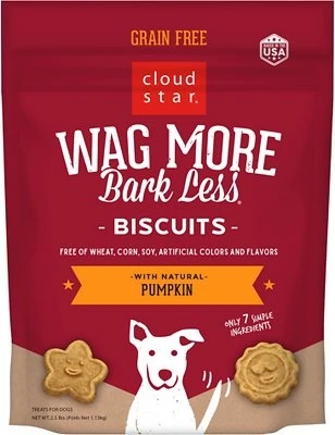 Wag More Bark Less Oven Baked Grain Free Pumpkin Dog Treats, 2.5 Lb