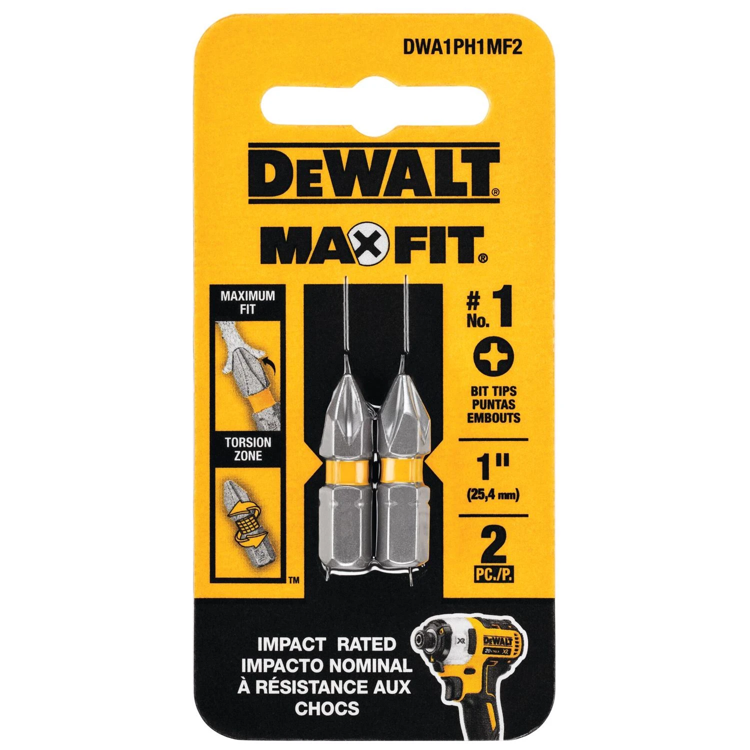 Max Fit Phillips #1 X 1 In. L Screwdriver Bit Set Steel 2 Pk