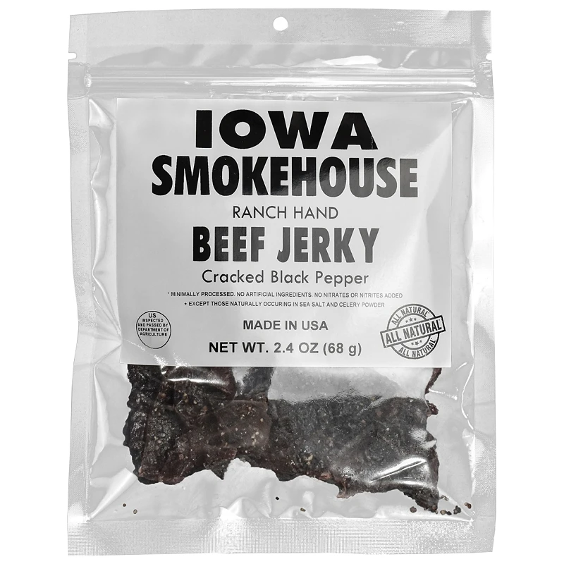 Cracked Black Pepper Beef Jerky 2.4 Oz Bag - Gourmet Snack