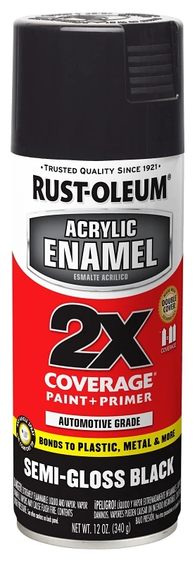 Acrylic Enamel Semi-gloss Black Spray Paint + Primer 12 Oz. Can