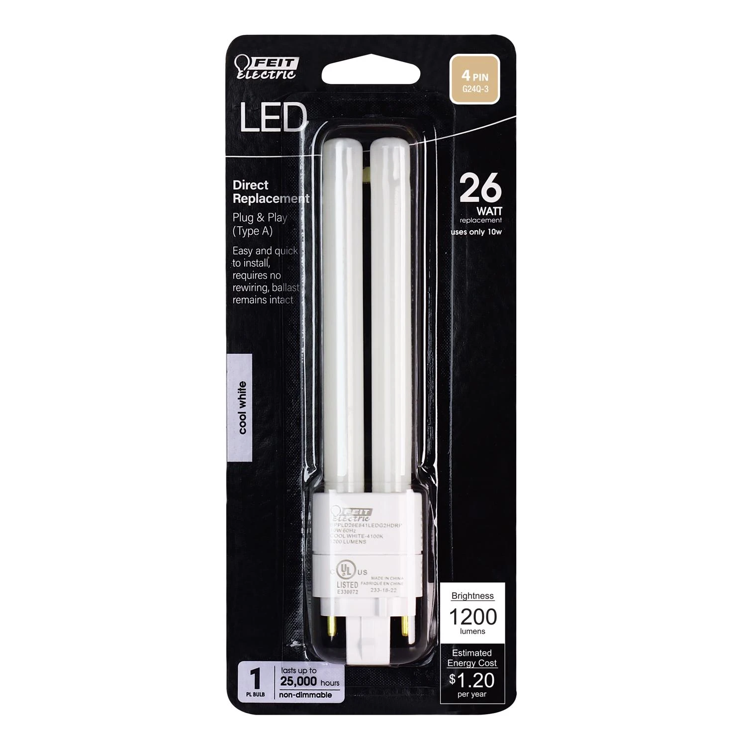 Pl Gx24q-3 4-pin Led Bulb Cool White 26w 1100 Lumens 1 Pk