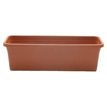 Americana 24-inch Terra Cotta Windowbox Planter With Saucer For Outdoor Use