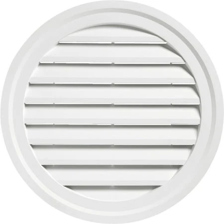 22" Round White Gable Attic Vent With Adjustable Base And Screen Protection