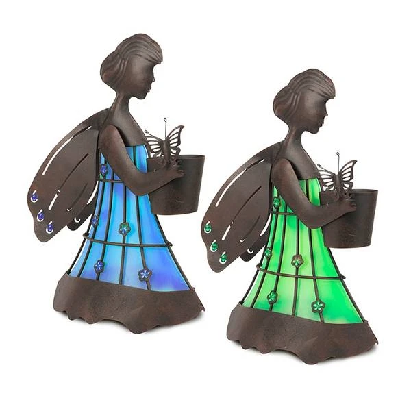 Solar Metal Fairy Lighted Garden Decor With Gems