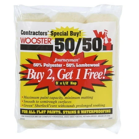 Journeyman 50/50 Lambskin Roller Cover-3PK 9X1/2 LAM/FAB COVERS