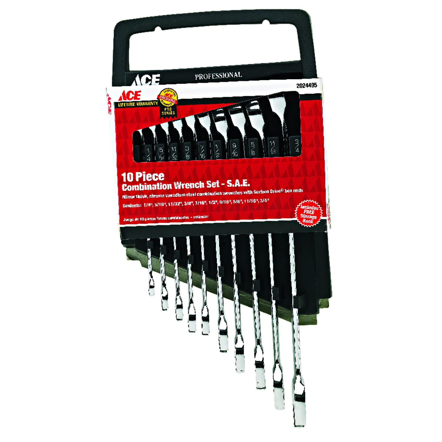 10 Piece Sae Wrench Set, 5.03 In. Length, Nickel-chrome Plated