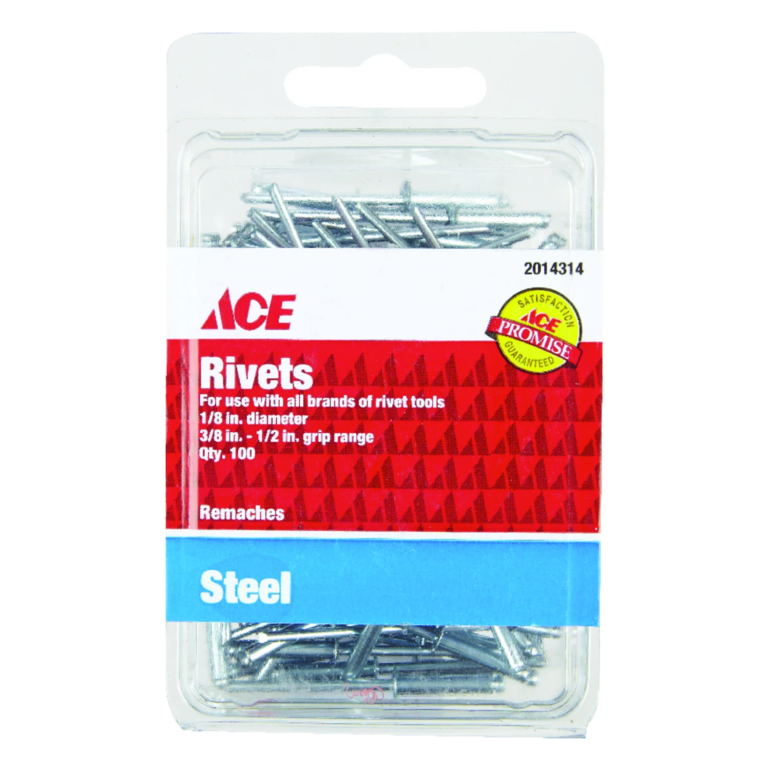 1/8 In. Dia. X 1/2 In. Steel Rivets Silver 100 Pk - High Strength Construction