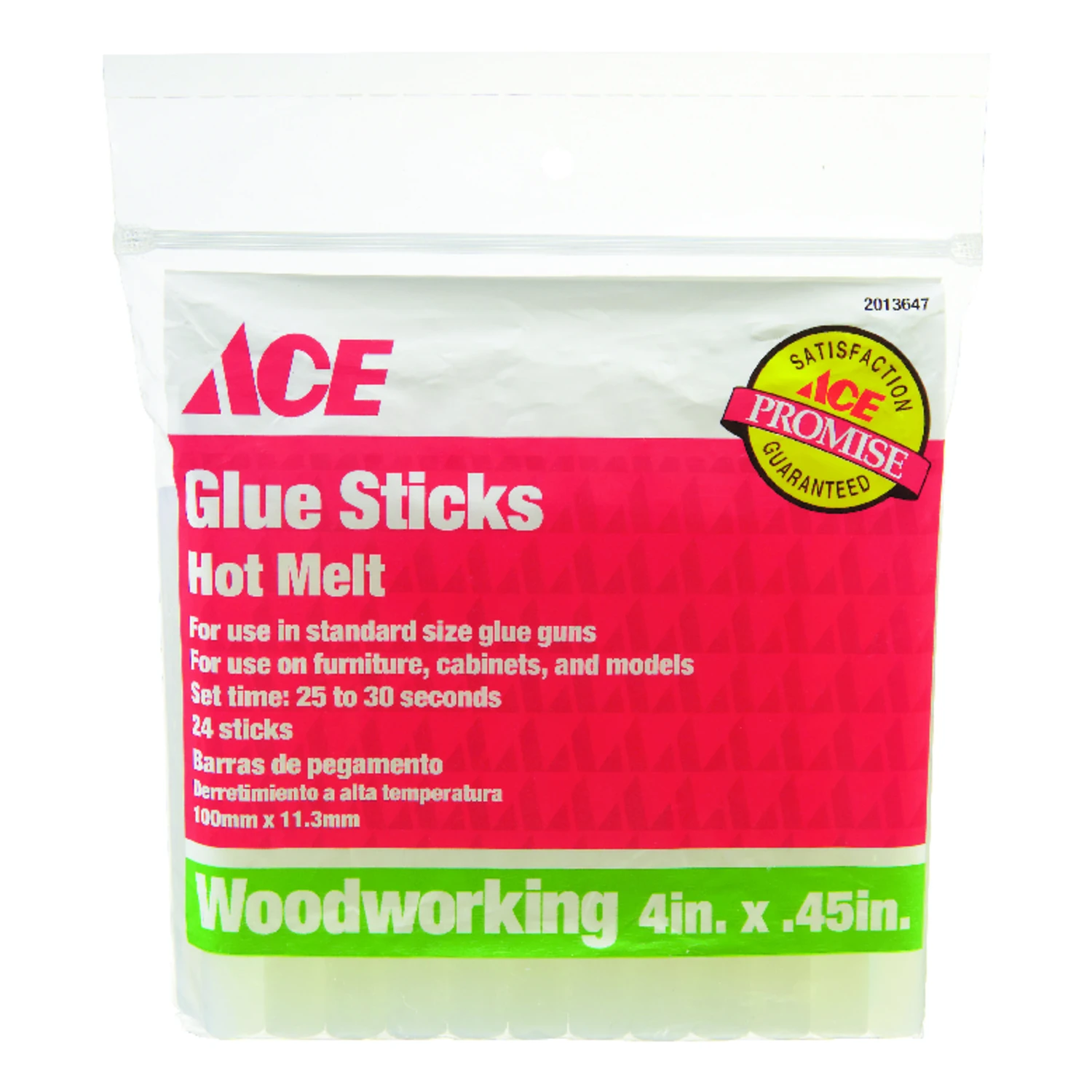 Ace .45 in. Dia. x 4 in. L Woodworking Glue Sticks Clear 24 pk