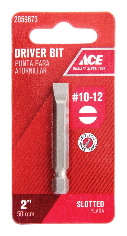 Slotted #10-12 In. X 2 In. L Driver Bit S2 Tool Steel 1 Pc Quick-change Hex Shank