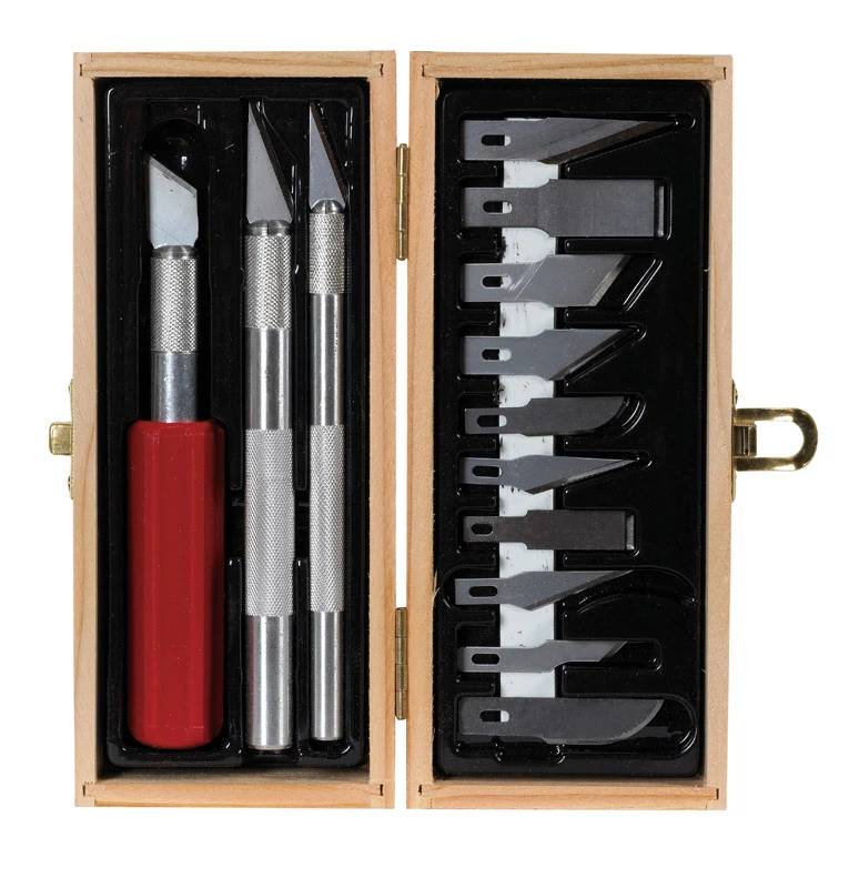 Ace 10 in. Fixed Blade Hobby Knife Set Brown 13 pc.